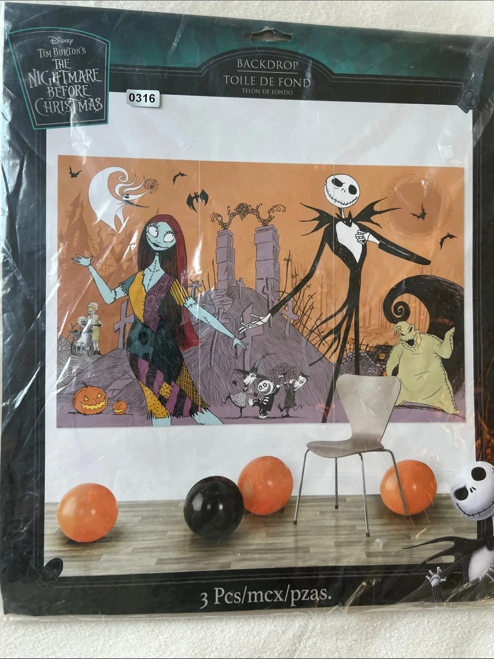 Disney The Nightmare Before Christmas Tapestry Backdrop and 3 pcs ceiling decor